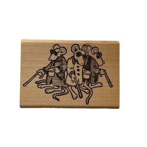 Vintage Wood Block Rubber Stamp Hamilton Arts Three Blind Mice